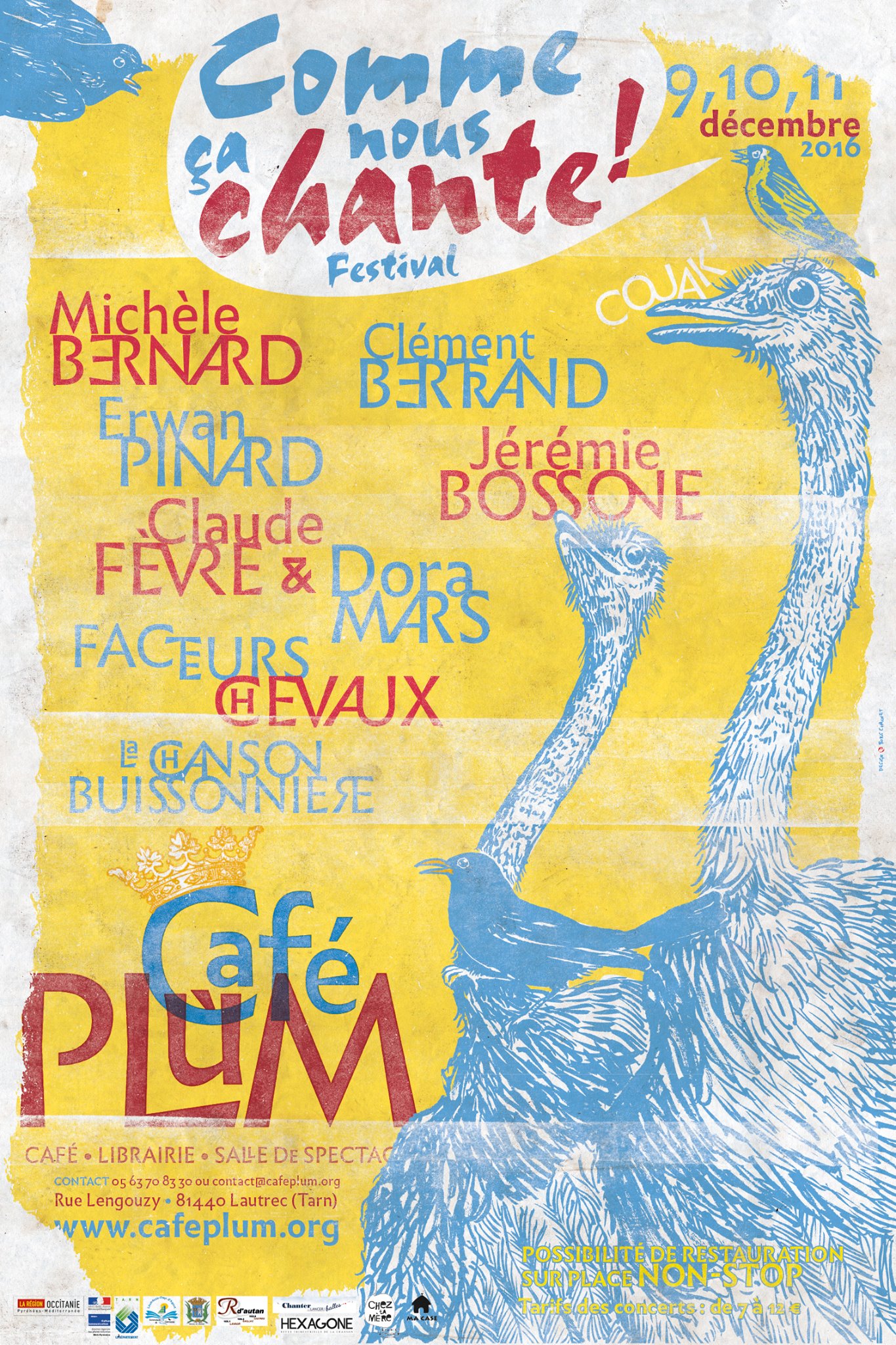 Festival Comme ça nous chante ! au Café Plum à Lautrec (81) - du 9 au 11 décembre 2016