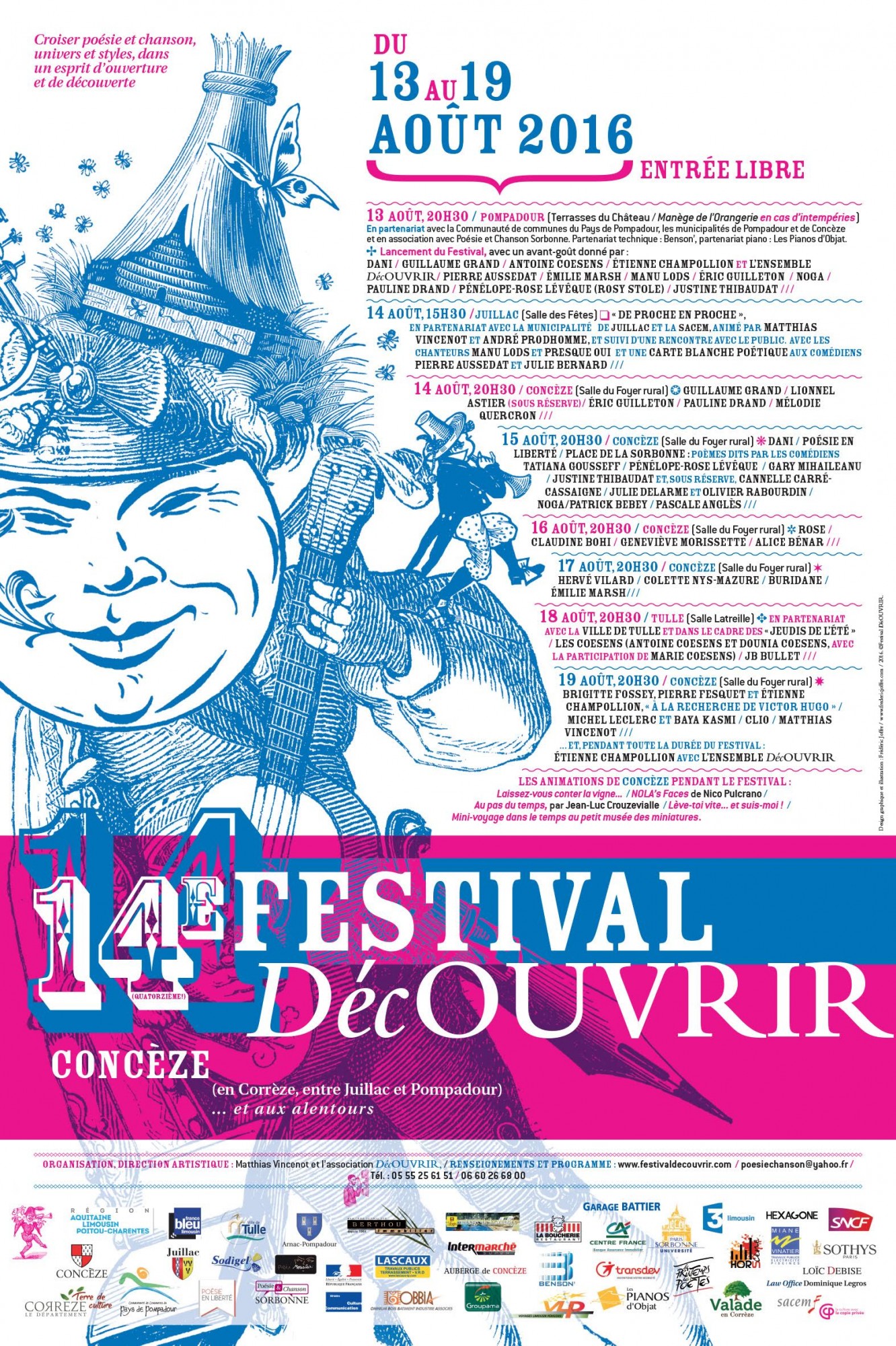 Affiche du 14e Festival DécOUVRIR - Concèze - du 13 au 19 août 2016